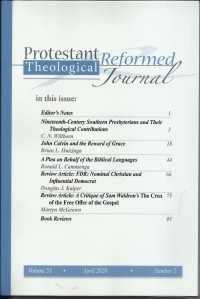 Image of Protestant Reformed Theologica Journal Vol. 53 No. 2