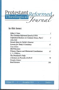 Image of Protestant Reformed theological Journal Volume 58 No. 1